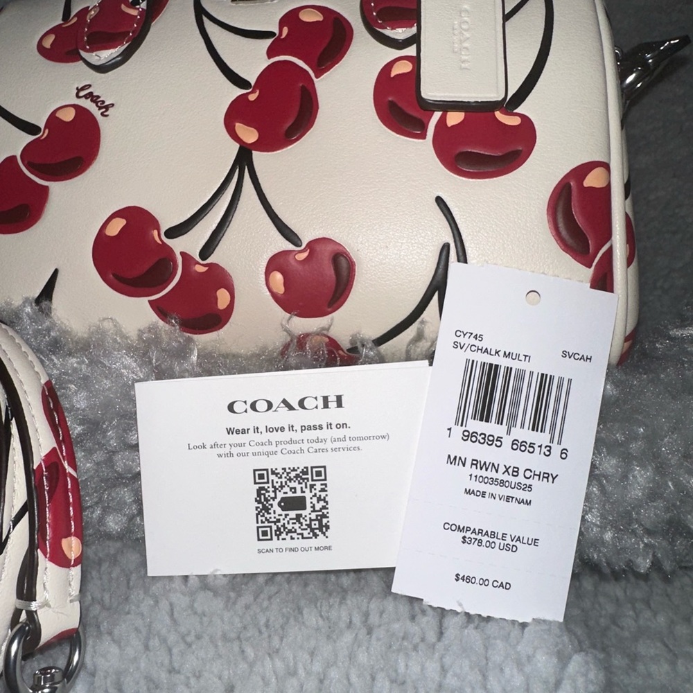 COACH Mini Rowan Crossbody with Top Handle Bag With Cherry Print - Picture 5 of 13